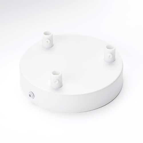 Abat-jour avec 3 sorties de câble de Ø 120 mm, plafonnier pour suspension, métal, blanc