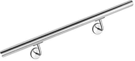 UISEBRT Edelstahl Handlauf Treppengeländer Geländer 100cm Wandhandlauf Wand Montagematerial Wandhalterung inkl. Endkappen, für Innen & Außen Treppen Balkon