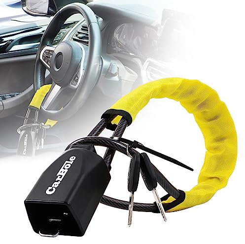 CarBole Lenkradkralle für Auto,Diebstahlsicherung mit 2 Schlüssel,Anti-Diebstahl,Lenkradschloss vom Lenkrad bis zur Gurtsteckdose,Universelle Passform für Mehrere Fahrzeugmodelle,17 Zoll