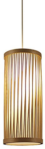 GYORI Abat-Jour Suspendu en Osier, Abat-Jour du Milieu du siècle, plafonnier, Lampes cylindriques, lustres en Osier de Bambou, Panier en rotin for Cuisine de Restaurant (Color : A)