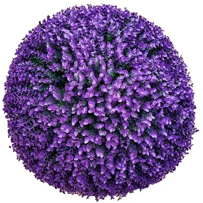 BISISO Palline per arte topiaria artificiale Piante di bosso artificiale per decorazioni da giardino per interni ed esterni, decorazioni per la casa (55CM(21.6in),Purple blue)