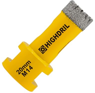 HIGHDRIL Broca de Diamante - 20mm con Rosca M14 Taladrado en Seco para Azulejos de Porcelana CeráMica Granito MáRmol Piedra MamposteríA Ladrillo Para Amoladoras Angulares(Forma Dentada)