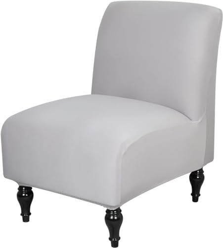 Sesselhussen Stretch Ohne Armlehne，Elastisch Sofabezug Armless Chair Cover Sesselschoner,langlebig,Jacquard-Stoff, Waschbar,für Wohnzimmer Hotel Haus Esszimmer ( Color : Light Gray , Size : 2pcs )