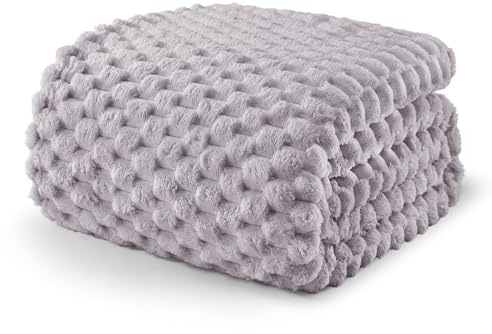 Exclusivo Mezcla Kuscheldecke Fleece Decke, Flauschige Sofadecke 220 x 240 cm, Jacquard-Überwurfdecke Wohndecke Tagesdecke, Warm und Leicht für Ganzjahreszeit, Hellgrau