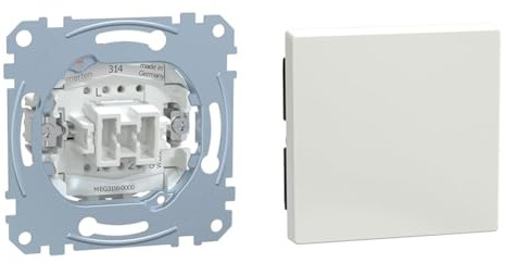 Schneider Electric Merten MEG3116-0000 & Merten 432119 Wippe Abdeckung Wechselschalter, Ausschalter, Kreuzschalter System M, 1 Smart, M-Plan, M-Creat, polarweiß glänzend