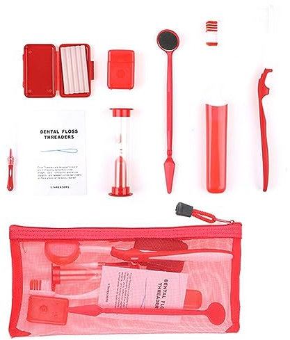 Keuyeo 8 Unids/Set Cuidado De Limpieza Bucal Kits De Ortodoncia Herramienta De Blanqueamiento Traje Portátil para Exteriores Cepillo Interdental Cuidado Bucal