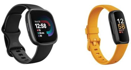 Fitbit Versa 4 Fitness Smartwatch with built-in GPS and up to 6 days battery life & Inspire 3 Activity Tracker with 6-months Premium Membership Included, up to 10 days battery