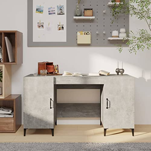 CIADAZ Schreibtisch Betongrau 140x50x75 cm Holzwerkstoff, Gaming Tisch, Computertisch, Computer Desk, Office Table, Bürotisch, Arbeitstisch, Nähtisch, Pc Tisch - 812775