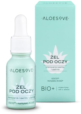 ALOESOVE Feuchtigkeitsspendendes Augengel 15ml - Vegan Gel Augen mit Hyaluronsäure und Antioxidantien - Anti-Aging, reduziert Schwellungen und Augenringe, ideal unter Make-up