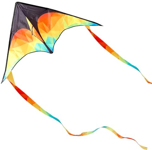 Glanxy Bunter Delta Drachen - Lenkdrachen für Kinder und Erwachsene, Einfach zu Fliegen - 125 x 65 cm Kinderdrachen, Einleiner Flugdrachen für Anfänger mit 50 m Drachenschnur für Strand Parkausflüge