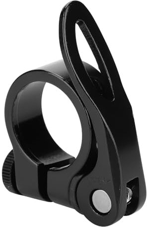 Sattelstützenklemme, Langlebige Schwarz/silberne Sattelstützenklemme mit Schnellspanner, Fahrrad für 25,4-mm-Sattel-DIY-Fahrrad (BLACK)