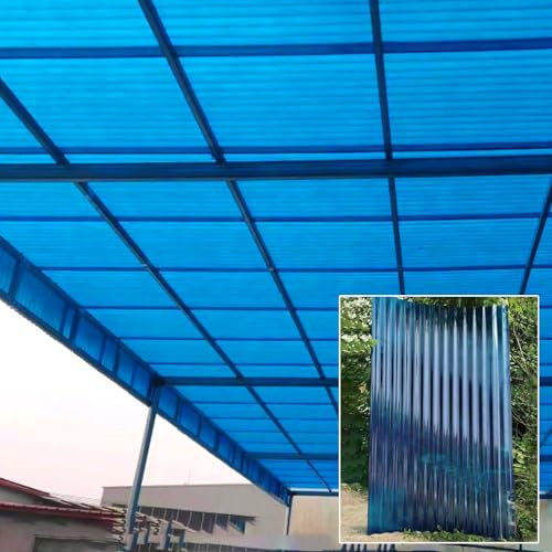 BRCYKRWY Lastre di Copertura in Policarbonato 2 mm 5 pezzi,Copertura in Plastica Trasparente,lastra per tetti ondulata,pannelli in fibra di vetro per illuminazione diurna,Pannelli Tetto Per Serra(Blau