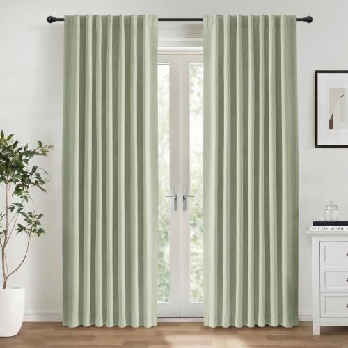 INOVADAY 100% Verdunklungsvorhänge Salbeigrün 2 Stück, H 245 x B 140 cm