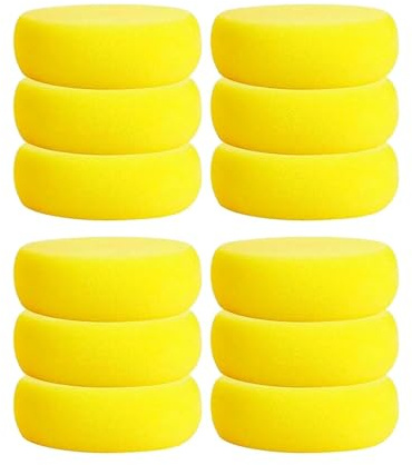 JUKOTA 12 esponjas Redondas para Pintar, esponjas sintéticas de 7,5 cm Amarillas, esponjas artesanales, esponjas Suaves de Artista para Acuarela, cerámica, Arcilla,Arte, artesanía, Pintura Facial