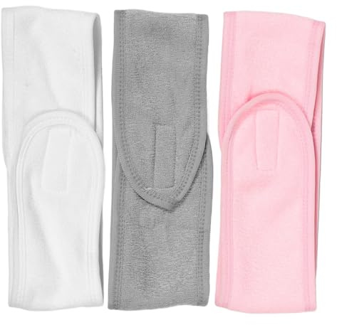 LOORGVEL Bandeaux Visage Femmes 3pcs Bandeaux Double Couche en Coton Doux et Respirant Ajustables Confortables pour Maquillage Yoga et Soins Quotidiens