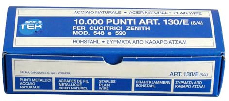 SIMPLETEK - 10.000 Heftklammern 130/E (6/4) - Teilung 6 mm, Bein 4 mm - Packung mit 10.000 Stück