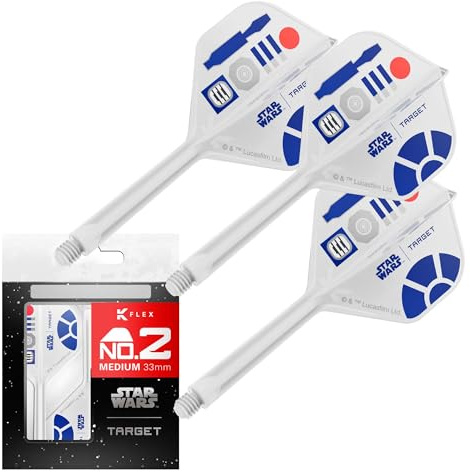 Target Darts Star Wars R2-D2 K Flex Integrated Dart Flights & Shafts | R2D2 3er-Pack K-Flex, Nr. 2 und Nr. 6 | Short, Intermediate & Medium Disney Kflex Zubehör