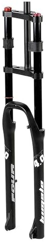 LQVAIPT Forcella Ammortizzata da 26 Pollici Forcella Anteriore EBike MTB Bici elettrica Freno a Disco Ammortizzatore ad Aria 1~1/8 Sterzo 170mm Escursione QR for Pneumatici Fat da 4,0 A,26(A)
