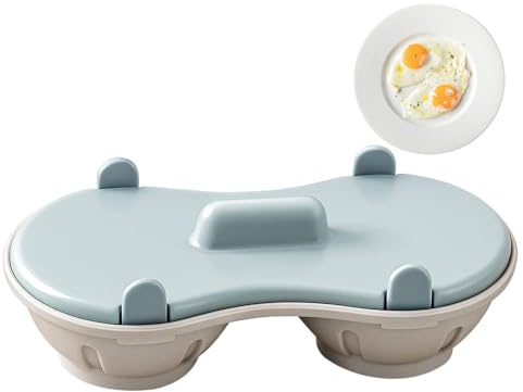 Egg Poacher, Microwave Egg Poacher 2, Nordic Blue, Poached Egg Moulds, Microwave Egg Cooker, Compact Design 22 x 11.8 x 8 cm