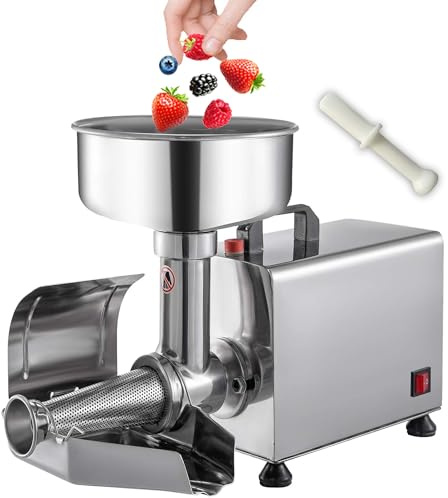 Presse-fruits électrique 370 W en acier inoxydable pour confitures, purées et confitures de fraises.