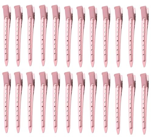 24Pz Fermagli per Capelli di Metallo - Antiscivolo Coccodrillo Clip Pinze per Capelli Professionali per Parrucchiere Sezionamento per DonneCoccodrillo Pinza Metallo,Clip per Styling Antiscivolo(8.5cm)