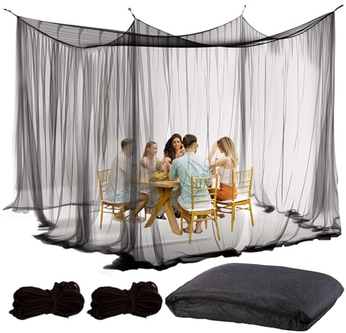 LINSOCLE Myggnät utomhus, 300 x 300 x 250 cm, insektsskydd för lusthus, trädgård, terrass, campingsäng, 220 mesh, fint nät med 1 dörr (svart)