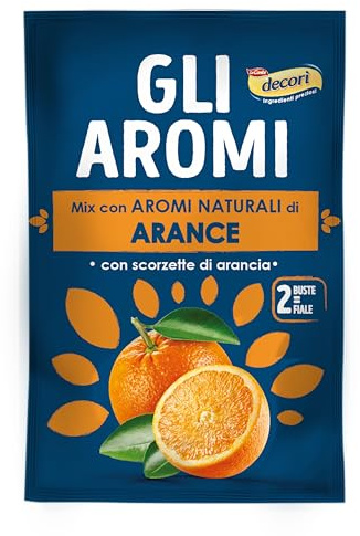 Decorì Gli Aromi Mix con Aromi Naturali di Arancia e Scorzette Essiccate, Aroma in Polvere per Dolci e Creme, Senza Glutine, Confezione Risparmio da 15 Pezzi (30 Buste da 8g)