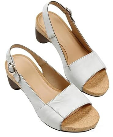 Topmis Podiflex Compensées Orthopédiques Femme Bout Ouvert T-Bar Avec Bride Réglable Chaussures De Marche Antidérapantes Confortables Avec Soutien De La Voûte Plantaire(White,37EU)
