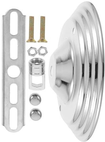 Garneck Deckenleuchtenhalterung Baldachin aus Eisen in Silber Montageplatte mit Haken und Schrauben für Wohnzimmer und Riegel Vintage Stil Deckenleuchtenabdeckung