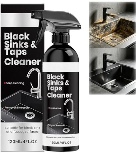 Spray descalcificador para fregaderos negros - Eliminador de agua dura para grifos negros, limpiador de espuma descalcificador para baños y manchas de agua dura, potente quitamanchas aerosol (1PCS)