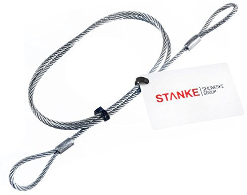 Seilwerk STANKE Drahtseil verzinkt mit Öse, Forstseil mit Schlaufe Anschlagseil 5 mm 6x7, Länge 1,5 m