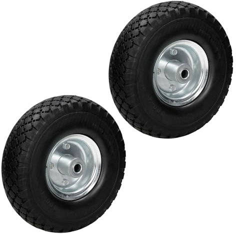 ECD Germany 2 x Ruota per Carriola PU 3.00-4 mm Ruota con Cuscinetto a Sfera Antiforatura Ø260x85 mm Ruota della Carriola PU Solido Carico Massimo 120kg Ruota Carriola Carrelli di Ricambio Ruota Piena