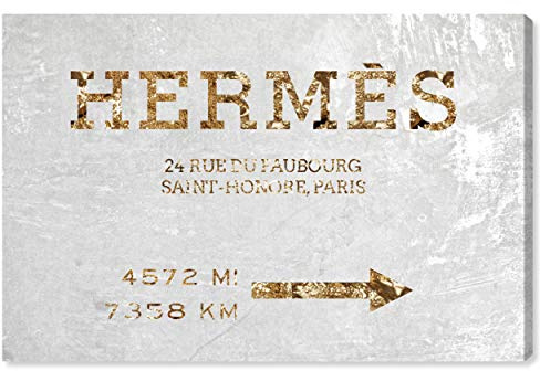Oliver Gal The Artist Co. Contemporary 10 in x 15 in Faubourg Road Sign White Velvet Framed Canvas Wall Art Makeup Room Gold