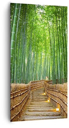 Deco Cadre Salon bambou plante Moderne Impression sur Toile 65x120cm Image Tableau Decoration Murale Chambre Cuisine Vertical Art Wall Decor Design Grand Tableaux Decoratifs Muraux PA65x120-3979