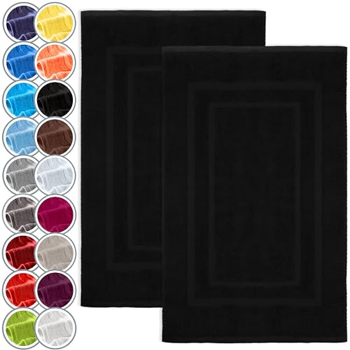 NatureMark 2-pack badrumsmatta | premiumkvalitet | 100% bomull | 50 x 80 cm | Duschmatta duschmatta dubbelpack | färg: Svart