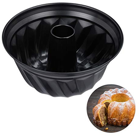 Relaxdays Gugelhupfform, Marmor- & Rührkuchen, antihaftbeschichtet, Ø 25 cm, Carbonstahl, runde Napfkuchenform, schwarz | Ø 25 cm, Carbonstahl, runde Napfkuchenform