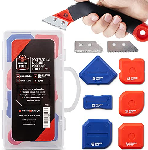 Sealant Finishing Tool Set - 6 Silicone Pads, Professional Remover 2 Blades, 30 Profile Shapes in Carry Box