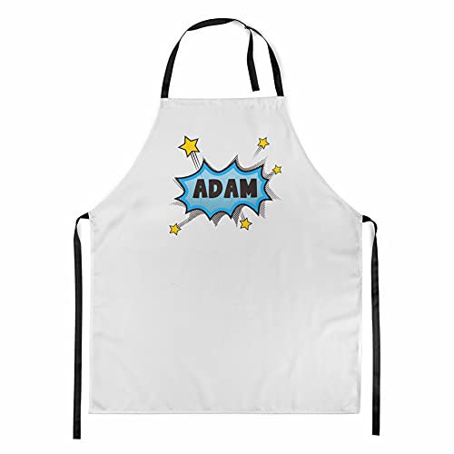Ferocity Personalisierter Kinderschürze Kind Malschürze Kunstkittel Kochschürze Apron Werkschürze mit einem motiv Weiß mit Namen Motiv Knall [074]