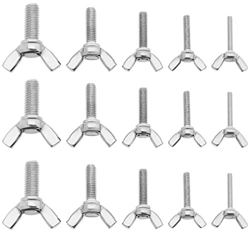Be In Your Mind 50Pcs Butterfly Wing Screws M3 M4 M5 M6 M8 Stainless Steel Wing Bolt Set Metal Butterfly Screws Bolts for Electronic Equipment