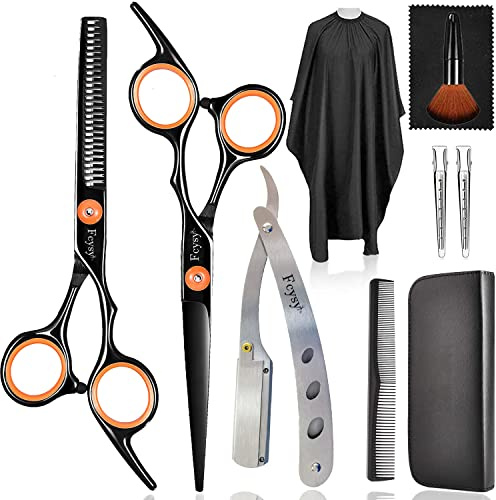 Haarschneideschere Effilierschere Kit, Fcysy 10 Stk Professionelles Haarschere Set Haarschere Friseur Kit, Friseurschere Haarschneideschere Salon Trimmschere für Haare für Frauen Männer Haustier