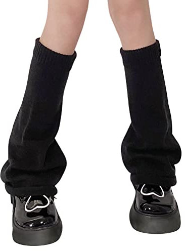 Minetom 1 Paar Stulpen Damen Lolita Stulpen Leg Warmers Beinwärmer Winter Beinstulpen Stricken Legwarmers Gothic Stiefel Boot Abdeckung Für Studenten Mädchen A Schwarz Einheitsgröße