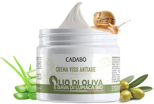 CADABO' Crema Viso Antirughe e Antimacchia per Uomo e Donna con Bava di Lumaca e Olio Bio - Made in Italy, Idratante e Nutriente, 50ml