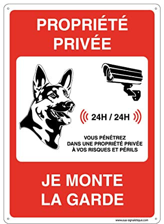AUA SIGNALETIQUE - Panneau De Signalisation en PVC Rigide et Compact 1.5 mm. (121 x 170 mm, Propriété Privée Je Monte La Garde)