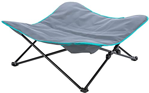 TRIXIE zusammenklappbares Reisebett Camping-Bett FÜR Hunde, 88 × 32 × 88 cm, DUNKELGRAU/Petrol - 28216