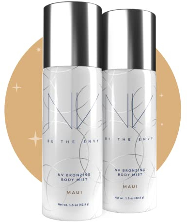 Be the Envy NV Bronzing Body Mist | Maui | Buildable Coverage | Lightweight, Smooth Airbrush Finish | Moisturizing Treatment with Antioxidant Vitamins & Botanicals | 2 Can Set | 1.5 oz Each