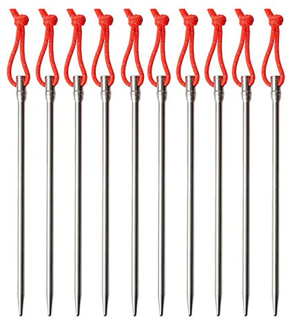 Titan-Zeltheringe, robuste, ultraleichte Camping-Zeltheringe, Bodenanker-Heringe, rostfreie Zeltheringe, für Ausflüge im Freien, Wandern, Gartenarbeit, großer harter Boden, felsig (Silber 5 Stück