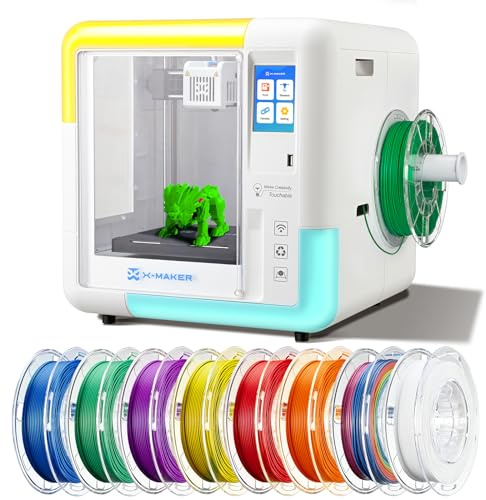 AOSEED X-Maker 3D Printer for Kids and Beginners, Fully Assembled High-Speed 3D Printer with 8 PLA Filament Set, Leveling-Free Bed, Wi-Fi Printing, Resume Printing, Silent, High Precision, with App