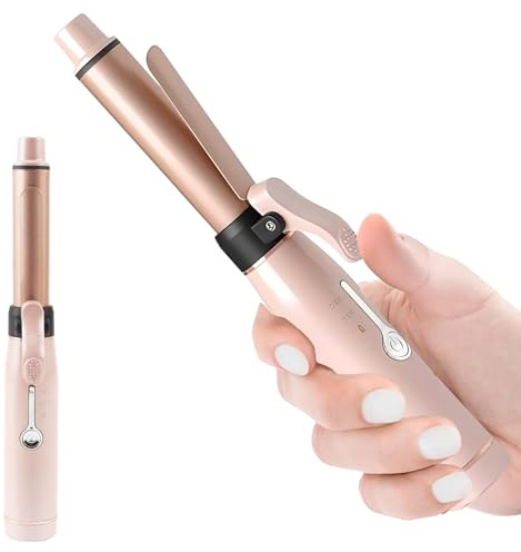 Pink Cordless Curling Wand 19mm Ceramic Mini Hair Curler for Travel