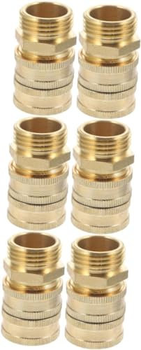 Garden Hose Pipe Fittings，6 Pairs Two-Way Adapter Washing Machine Hoses Faucet Hose Faucet Adapter Hose to Hose Connector Garden Hose Connector Hose Coupler Brass Golden 3/4 Hose Connector Hose Connec