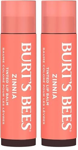 Burt´s Bees Tinted Lip Balm Zinnia (gefärbter Lippenpflegestift, in neutralem Farbton, sehr dezent, Lippenbalsam, Pflege, natürliche Inhaltsstoffe) 501111 (Packung mit 2)